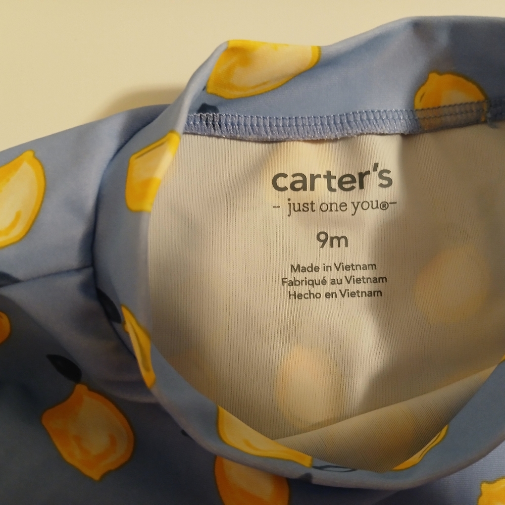 Kid's Carter's Blue & Yellow‎ Lemon Long Sleeve Swim Shirt - Picture 3 of 4